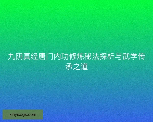九阴真经唐门内功修炼秘法探析与武学传承之道 九阴真经唐门内功修炼秘法探析与武学传承之道