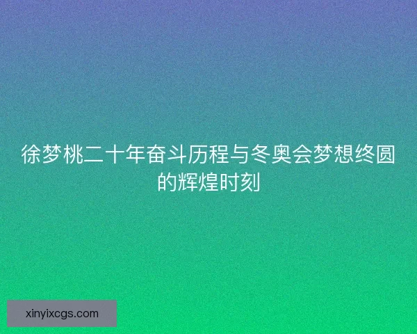 徐梦桃二十年奋斗历程与冬奥会梦想终圆的辉煌时刻